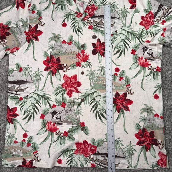 Tommy Bahama Hawaiian Camp Shirt Floral Holiday Christmas Red Poinsettia XL - Picture 7 of 8
